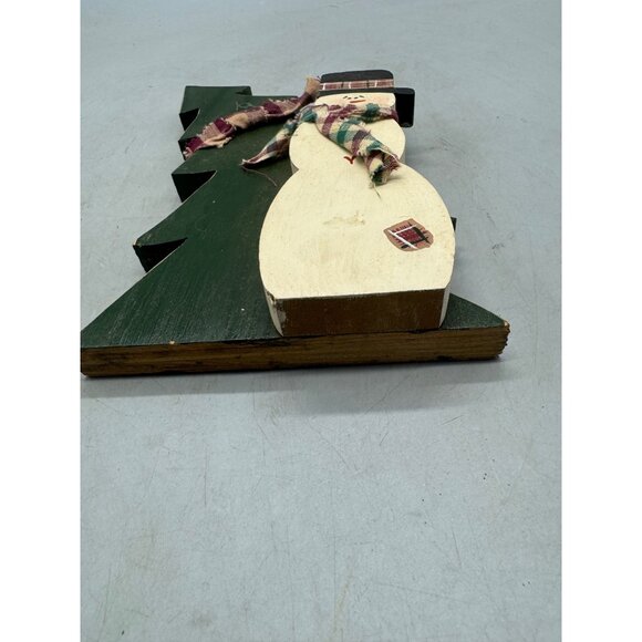 Handmade Wooden Snowman & Christmas Tree Holiday Decor 9.5" Tall READ - Picture 4 of 8